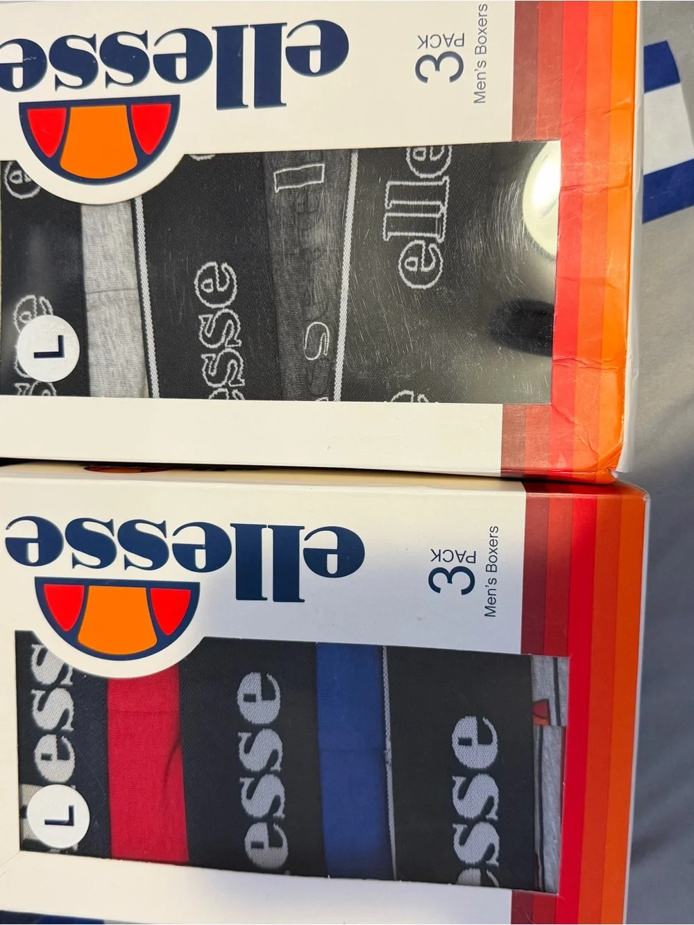 2 sets Ellesse 3-Pack Men’s Boxers in Black, Blue, Red